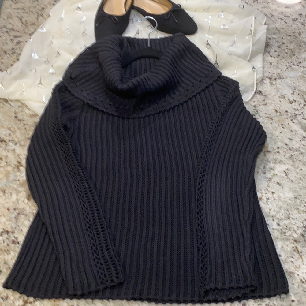 Talbots Petites Knit, Cowl Neck, Pullover,  Medium, Black